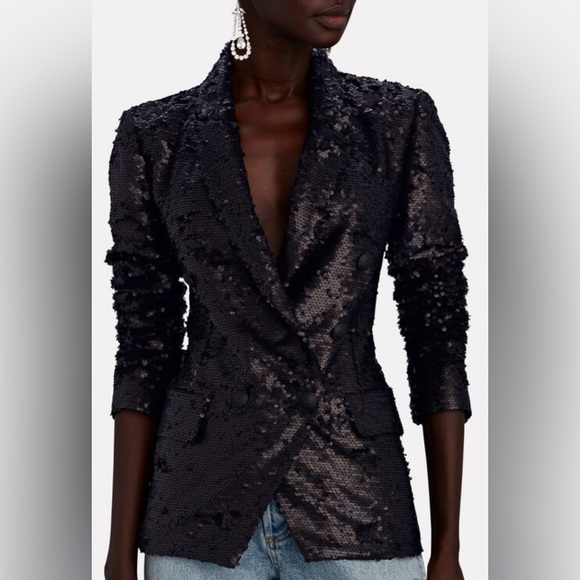 L’Agence Kenzie Double-breasted Sequin Blazer - Picture 2 of 8